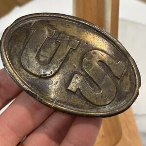 Antique Original US Civil War Union Belt Buckle Puppy Paw Studs